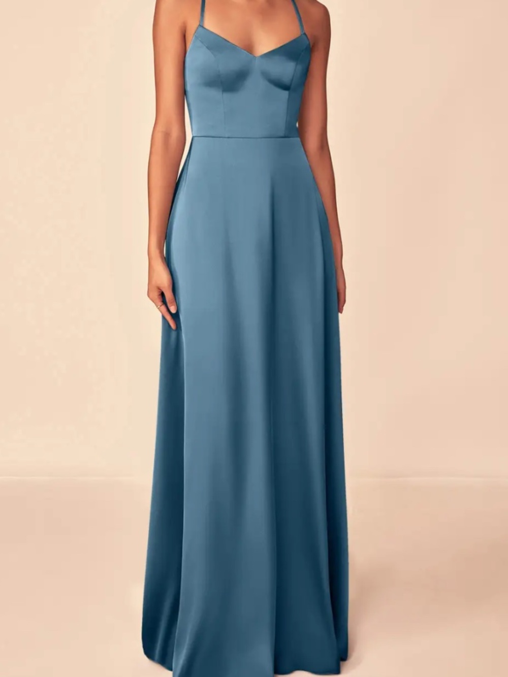 Azazie Mei  Bermuda A-Line V-Neck Stretch Satin Dress, NWT